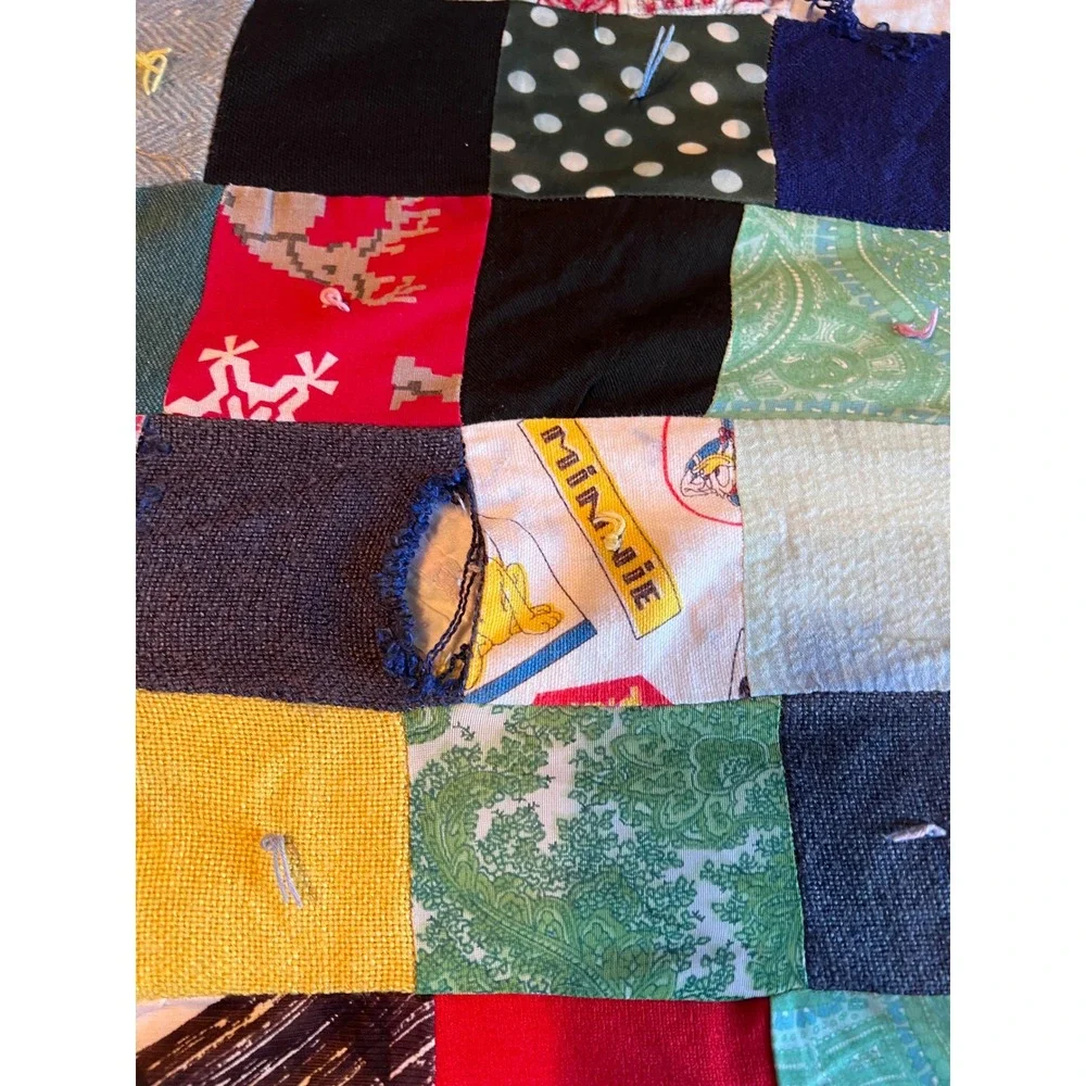 Vintage Handmade Patchwork Tied Scrap Quilt Multi‎ Color Rustic Primitive 67